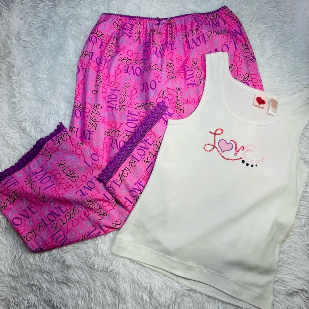 Women’s PINK & WHITE LOVE PJ’s | size 8-10